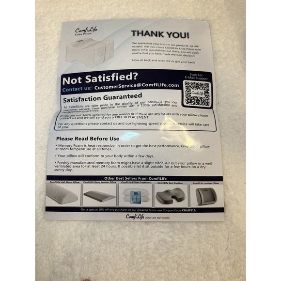 ComfiLife Orthopedic Knee Pillow and Leg Pillow for Sleeping - 100% Memory Foam - Picture 5 of 6